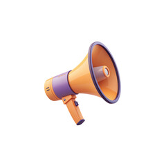Megaphone 3d rendering isolated on white background. Cartoon plastic style icon