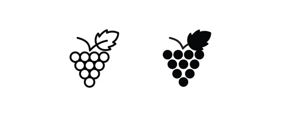 Grape Icon Food Fruits, bunches of grapes icons editable stroke, flat design style isolated on white