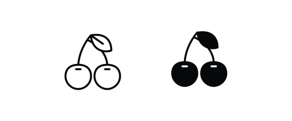 cherry line icon, vector fruit illustration, fresh healthy sweet cherries symbol, logo, illustration, editable stroke, flat design style isolated on white