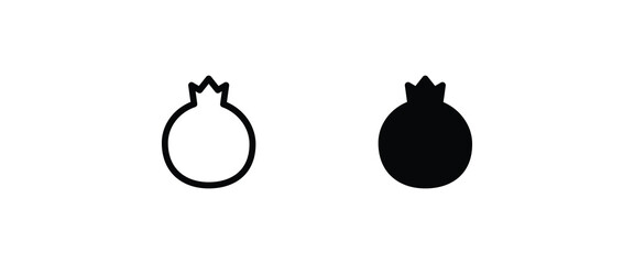Pomegranate fresh fruit icon, line and flat icons set, editable stroke isolated on white, linear vector outline illustration, symbol logo design style