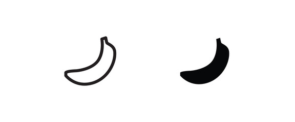 banana icon fresh fruit icon, line and flat icons set, editable stroke isolated on white, linear vector outline illustration, symbol logo design style