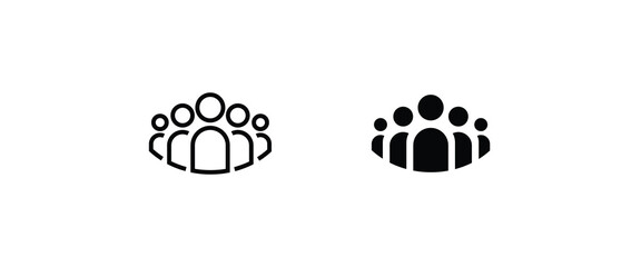 people line Icon isolated on white background. Crowd sign. five three Persons symbol for your web site design, logo User Set, Men, Women person id business icons, button, vector, editable stroke, flat