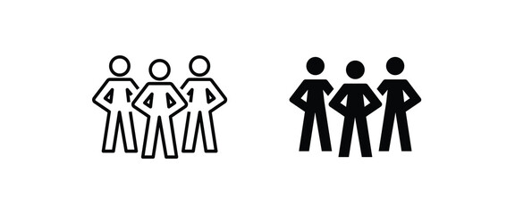 people line Icon isolated on white background. Crowd sign. five three Persons symbol for your web site design, logo User Set, Men, Women person id business icons, button, vector, editable stroke, flat