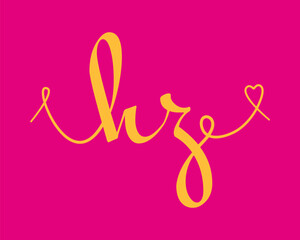 HZ initial wedding monogram calligraphy vector illustration. Hand drawn lettering h and z love logo design for valentines day poster, greeting card