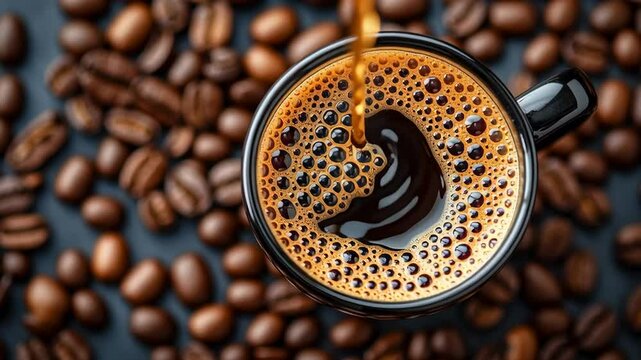 Brewing Fresh Coffee in a Cozy Kitchen With Aromatic Beans and Rich Crema