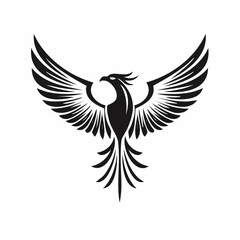 Obraz premium Phoenix bird with wings spread Design Logo Vector Image isolated on white background.