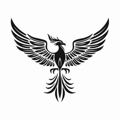 Phoenix bird with wings spread Design Logo Vector Image isolated on white background.