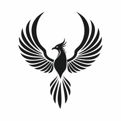 Phoenix bird with wings spread Design Logo Vector Image isolated on white background.