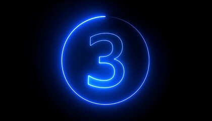 Neon countdown, number three
