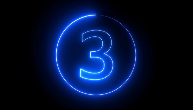 Neon countdown, number three