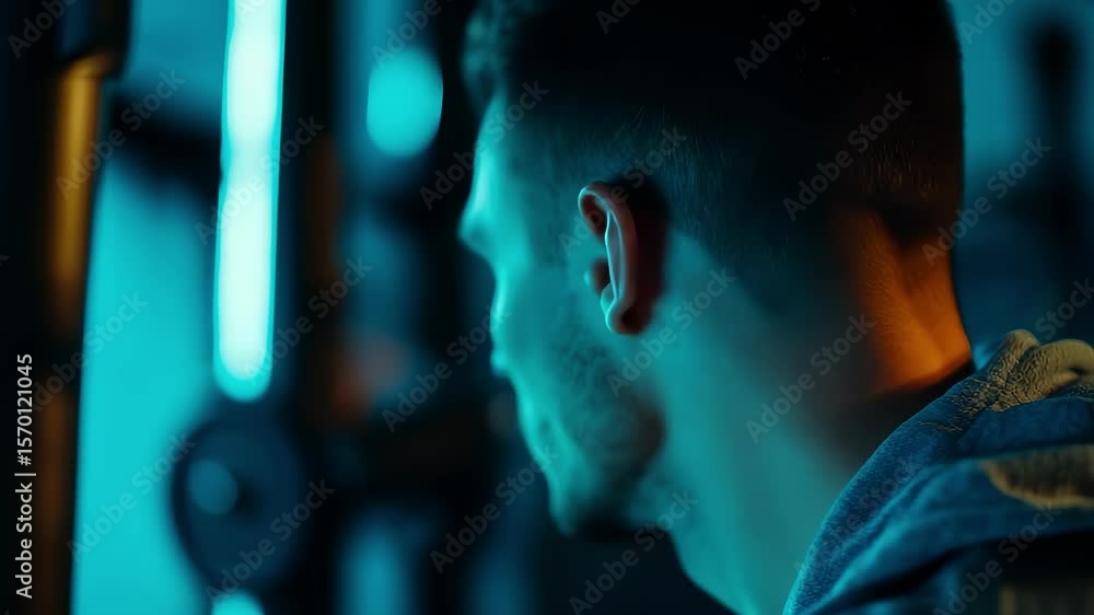 Poster professional man deep in thought in tech setting