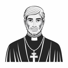 Marble statue of a priest  image vector isolated on white background.