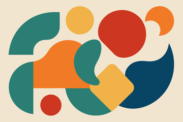 Collage of Abstract Shapes with Linen Texture