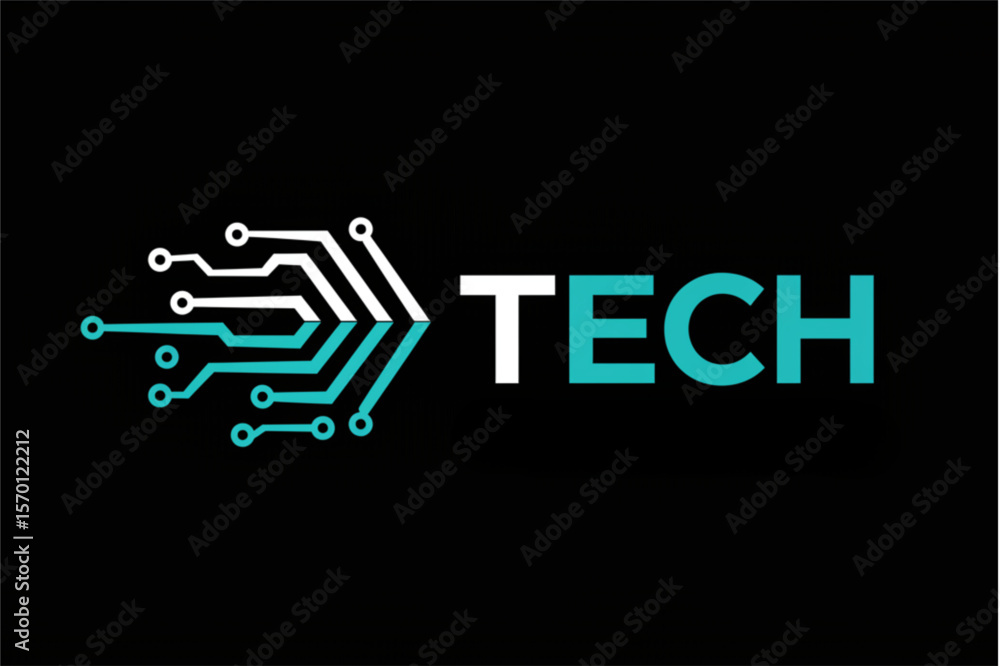 Poster a modern tech logo graphic showing circuit board design and technology company name to represent inn