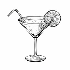 Cocktail Drawing Images. Hand Drawn Cocktail Images  vector on white background.