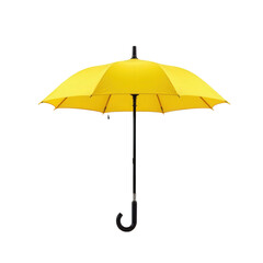 Bright Yellow Umbrella with Black Handle Isolated on White Background Perfect for Rainy Day and Weather Protection