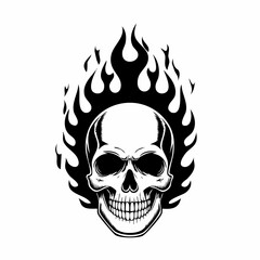Skull on Fire with Flames Vector Illustration Vector Image and art isolated on white background.