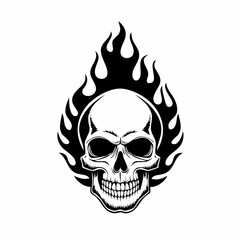 Skull on Fire with Flames Vector Illustration Vector Image and art isolated on white background.