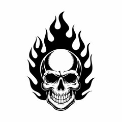 Skull on Fire with Flames Vector Illustration Vector Image and art isolated on white background.