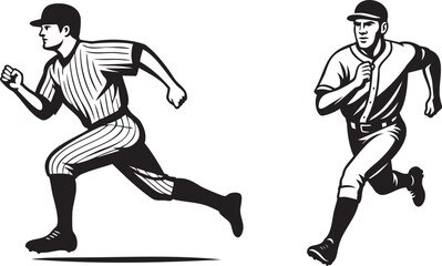 Baseball Player Running with Bat Silhouette