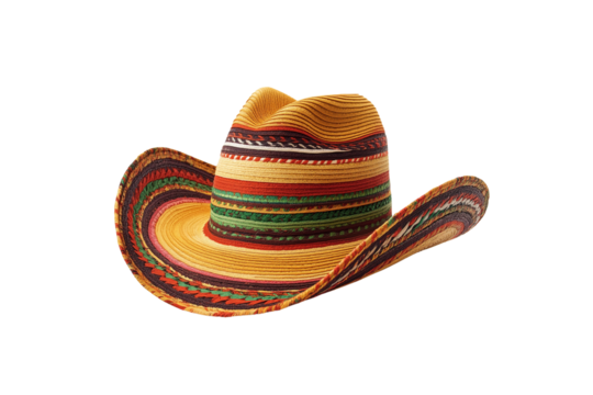 Hispanic heritage month cultural symbols including hat isolated on white background. Latin Culture Elements for Hispanic Heritage Celebration.