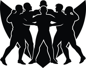 Team Huddle with Arms In Silhouette | Motivational Meeting Silhouette