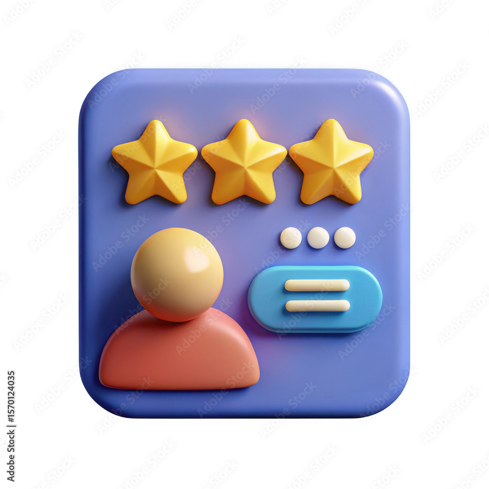 Poster 3d user rating and feedback icon isolated on transparent background