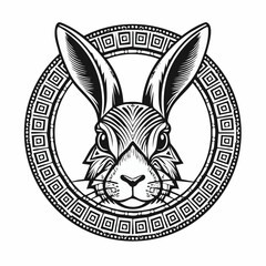 Rabbit head Icon in the circle for community logo, company logo vector on white background.