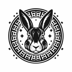 Rabbit head Icon in the circle for community logo, company logo vector on white background.