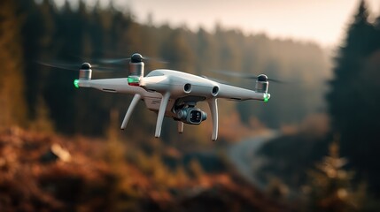 High-Tech Aerial Drone: Autonomous Forest Exploration with Stunning Autumn Hues