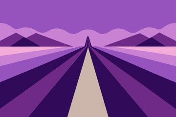 Lavender Field Leading to Horizon