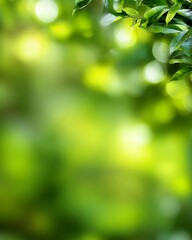 Fototapeta premium Blurry green nature background with leafy tree rim framing the view.