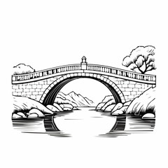 Small Stone Bridge Image vector isolated on white background.