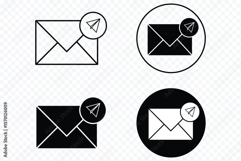 Poster email send message icon vector set isolated on transparent background. speed delivery symbol. email 