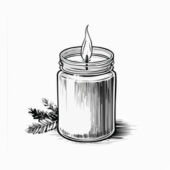 Burning Jar Candles Vectors and Illustrations isolated on white background.