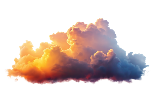 Vibrant Sunset Clouds Isolated on Transparent Background. Beautiful Sunset Cloud Elements for Design Projects.