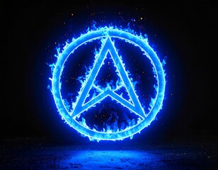 Fiery blue circle symbol