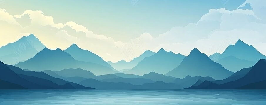 
Blue abstract background. Water surface. Sky with clouds. Landscape with mountains. Vector illustration for design

https://s.mj.run/PKYn3YYVBSg
