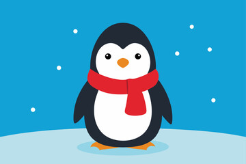 Penguin in Scarf in Winter Poster for Kids
