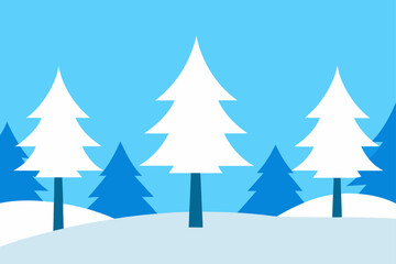 Obraz premium Snow Covered Forest Under Pale Blue Sky