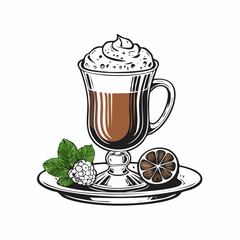Irish Coffee Vector Art, Icons, and Graphic isolated on white background.