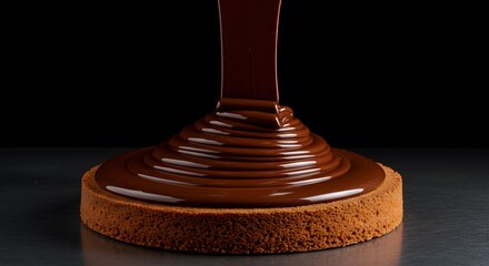 Decadent Chocolate Ganache Pouring onto a Biscuit Base A Culinary Masterpiece of Rich, Smooth Texture and Exquisite Taste