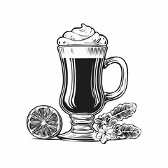 Irish Coffee Vector Art, Icons, and Graphic isolated on white background.
