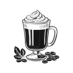 Irish Coffee Vector Art, Icons, and Graphic isolated on white background.