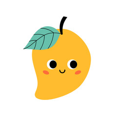 Cute mango in kawaii style,vector illustration.