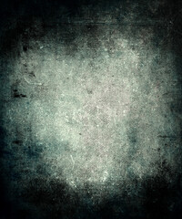 Grunge scratched dark green background, distressed texture, old film effect, space for your design