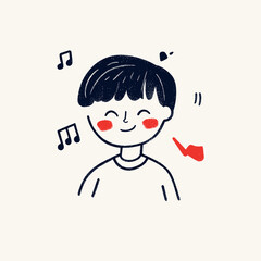 Joyful Child Enjoying Music Illustration