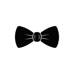 Simple black bow tie graphic icon on a clean white background