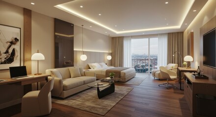 Fototapeta premium Elegant hotel suite interior design