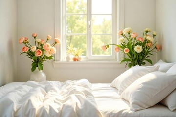 Sunlit Summer Room Fresh Flowers, Crisp Linens, and a Revitalizing Minimalist Aesthetic